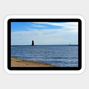 Manistique Pierhead Lighthouse on Lake Michigan Sticker